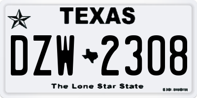 TX license plate DZW2308