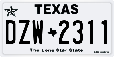 TX license plate DZW2311