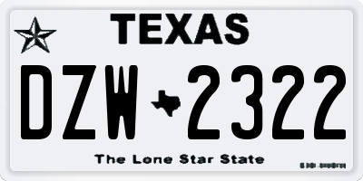 TX license plate DZW2322