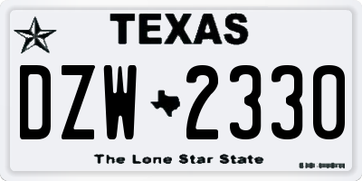 TX license plate DZW2330