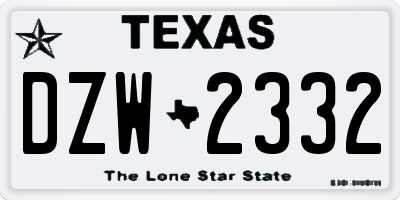 TX license plate DZW2332