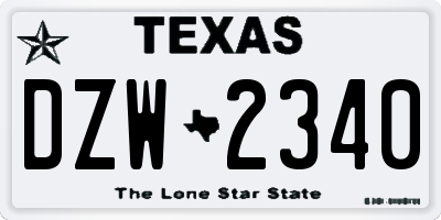 TX license plate DZW2340