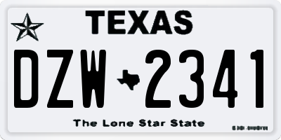 TX license plate DZW2341