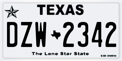 TX license plate DZW2342