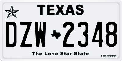 TX license plate DZW2348