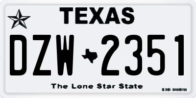 TX license plate DZW2351