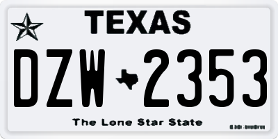 TX license plate DZW2353