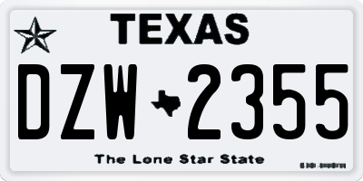 TX license plate DZW2355