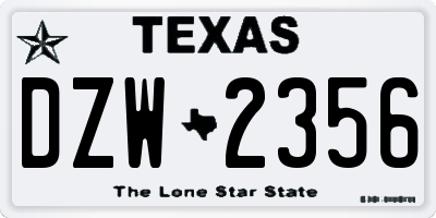 TX license plate DZW2356