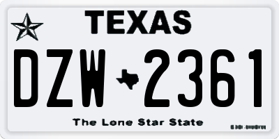 TX license plate DZW2361