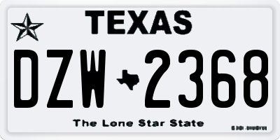 TX license plate DZW2368