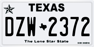 TX license plate DZW2372