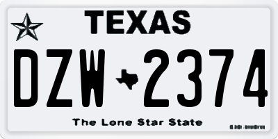 TX license plate DZW2374
