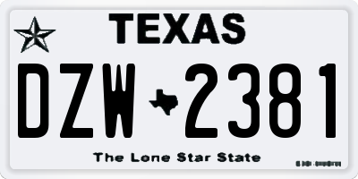 TX license plate DZW2381