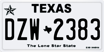 TX license plate DZW2383