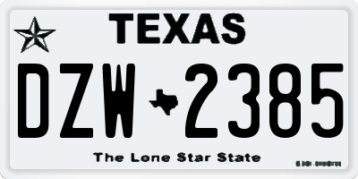 TX license plate DZW2385