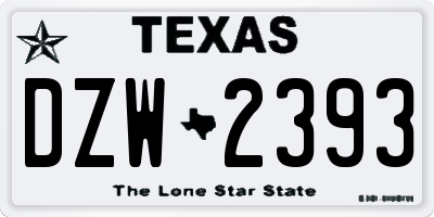 TX license plate DZW2393