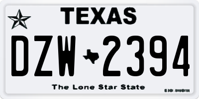 TX license plate DZW2394
