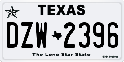 TX license plate DZW2396
