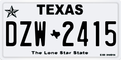 TX license plate DZW2415
