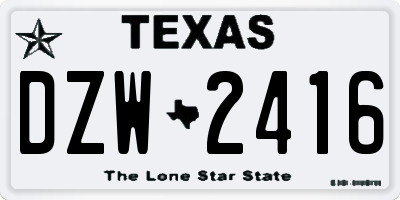 TX license plate DZW2416