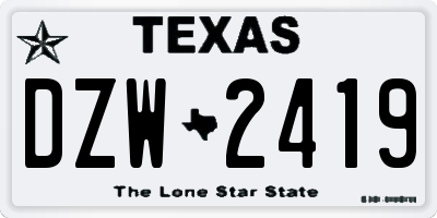 TX license plate DZW2419