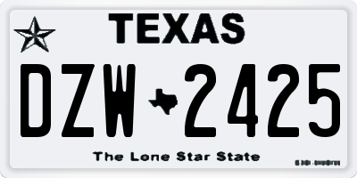 TX license plate DZW2425