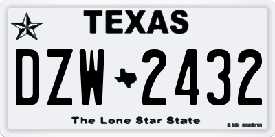 TX license plate DZW2432