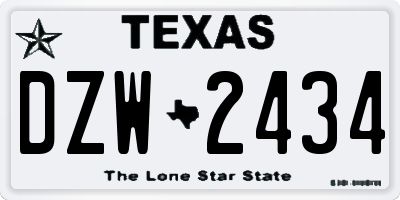 TX license plate DZW2434