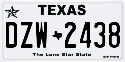 TX license plate DZW2438