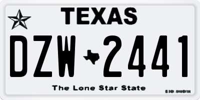 TX license plate DZW2441