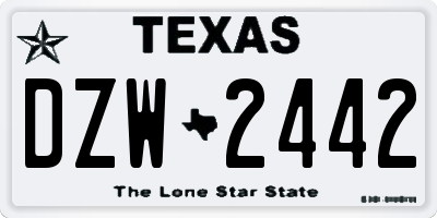 TX license plate DZW2442