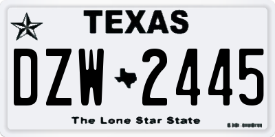 TX license plate DZW2445