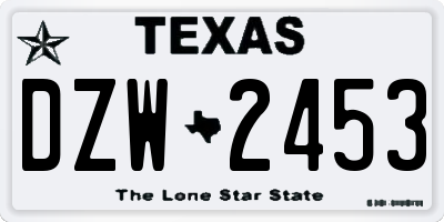 TX license plate DZW2453