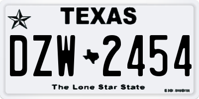 TX license plate DZW2454