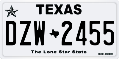 TX license plate DZW2455