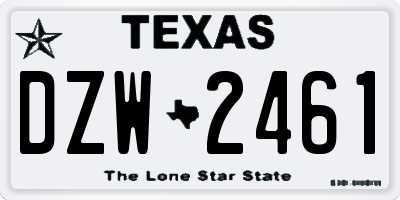 TX license plate DZW2461