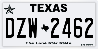 TX license plate DZW2462