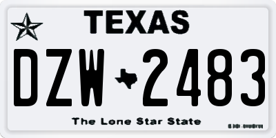 TX license plate DZW2483