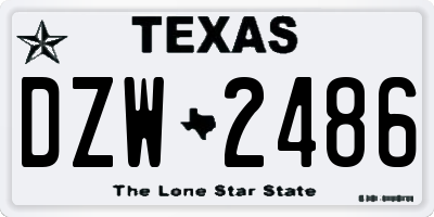 TX license plate DZW2486
