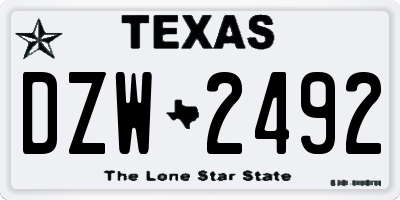 TX license plate DZW2492