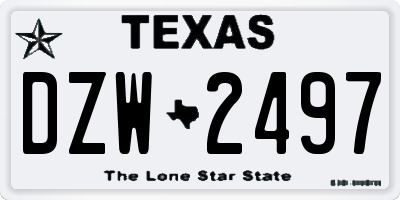 TX license plate DZW2497