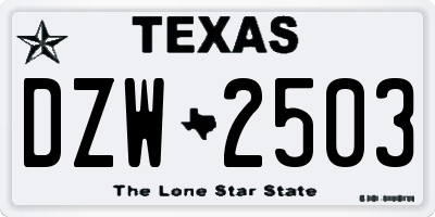 TX license plate DZW2503