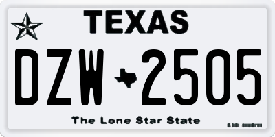 TX license plate DZW2505