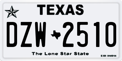 TX license plate DZW2510