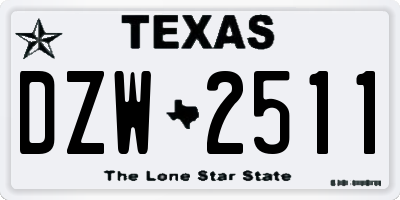 TX license plate DZW2511