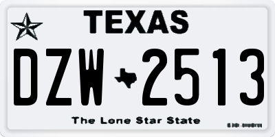 TX license plate DZW2513