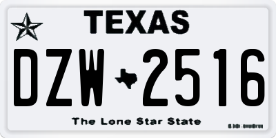 TX license plate DZW2516
