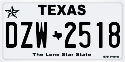 TX license plate DZW2518