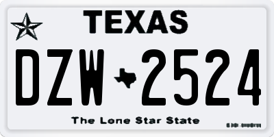 TX license plate DZW2524